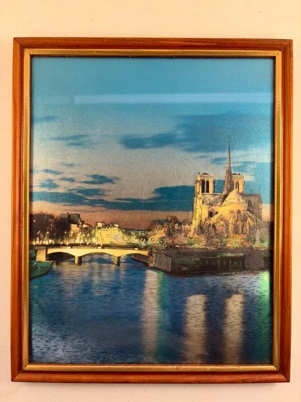 Cadre Notre-Dame de Paris bord de Seine – déco vintage